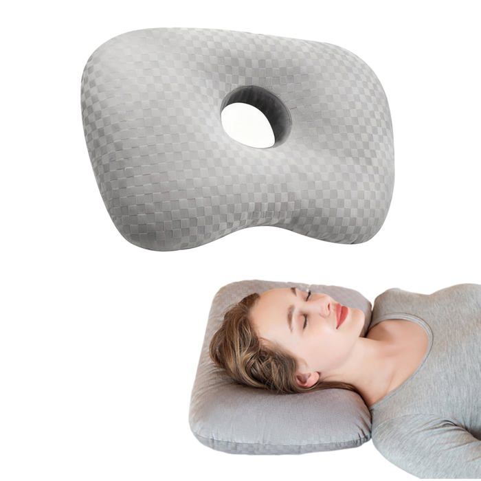 Coussin Piercing Oreille - 1 pièce Gris Trou Anti-Douleur Dormeurs Côté Aucuneary