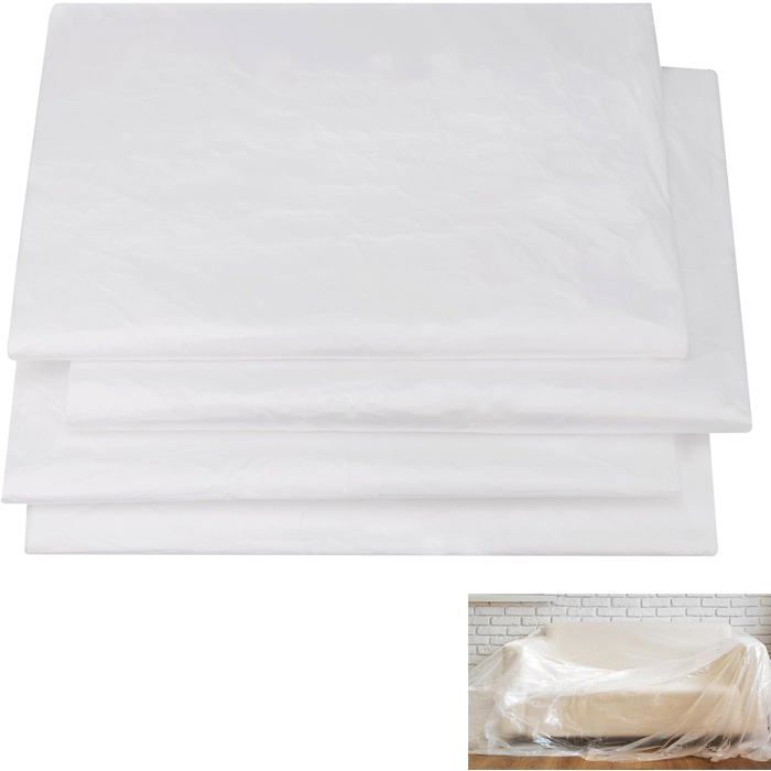 Bâche de Protection Plastique Extra-Large Imperméable Anti-Poussière - 4 Paquets de 4mx5m - Pour Peinture et Ameublement