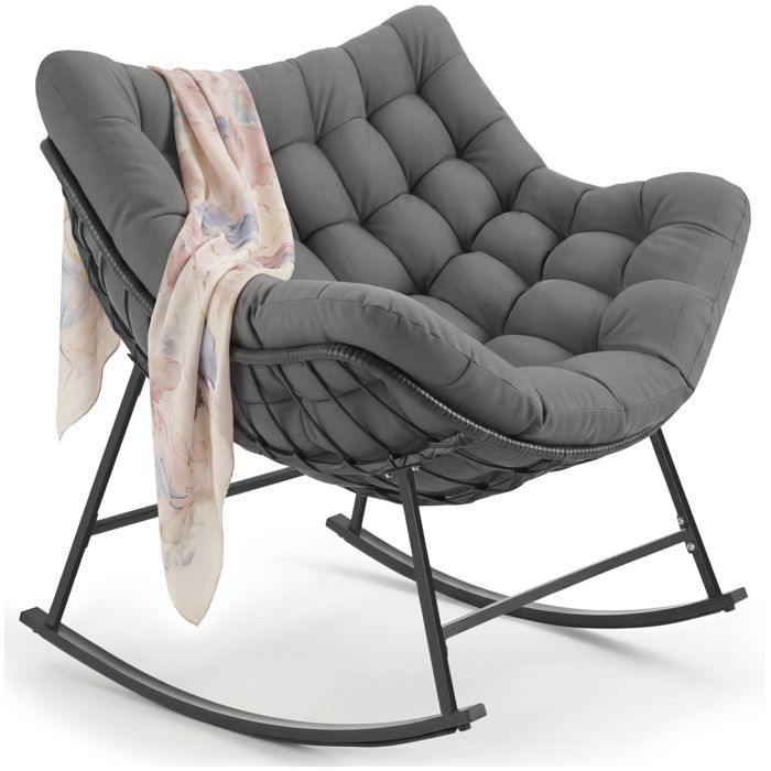 Fauteuil à bascule - TECTAKE - Fauteuil à bascule TAMI confortable rembourrage épais acier thermolaqué 93 x 99 5 x 89 cm - Blanc Fauteuil à bascule - TECTAKE - Fauteuil à bascule TAMI confortable rembourrage épais acier thermolaqué 93 x 99 5 x 89 cm - Blanc