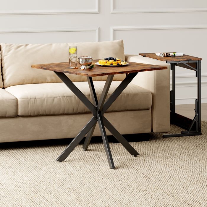 Table à Manger carrée de 80cm - Convient pour 2 Personnes la Cuisine-la Salle à Manger-Le café-Le Salon-marron noir