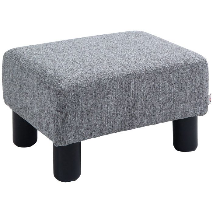 Repose-pieds rectangulaire pouf capitonné en lin charge maximale 150 kg pour salon entrée gris