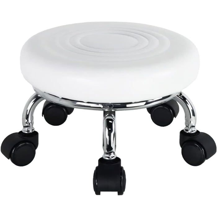 Siège À Roulettes Moderne Pu Cuir Bas Tabouret Roulant Rond Petit Tabouret Pivotant Avec Roulettes Universelles Pour Home Of[IN34]