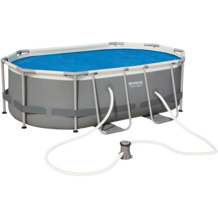 Bâche solaire - BESTWAY - pour piscine hors sol ovale - 466 x 280 cm - Gris - Polyéthylène