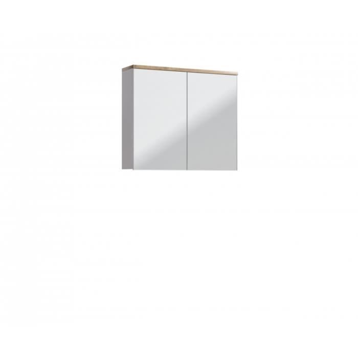 armoire de salle de bain bali white - 80 x 20 x 70 cm - rangement mural avec miroir blanc