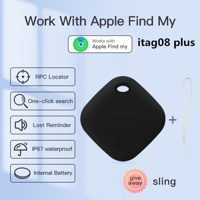 Itag08-noir-Traqueur intelligent pour Apple Find My Mini, GPS