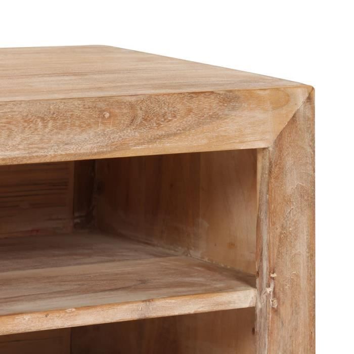 VidaXL Mobile TV In Legno Massello Di Acacia 118x30x40 Cm, Con 2 Ante E 2 Ripiani, Stile Rustico, Per Salotto