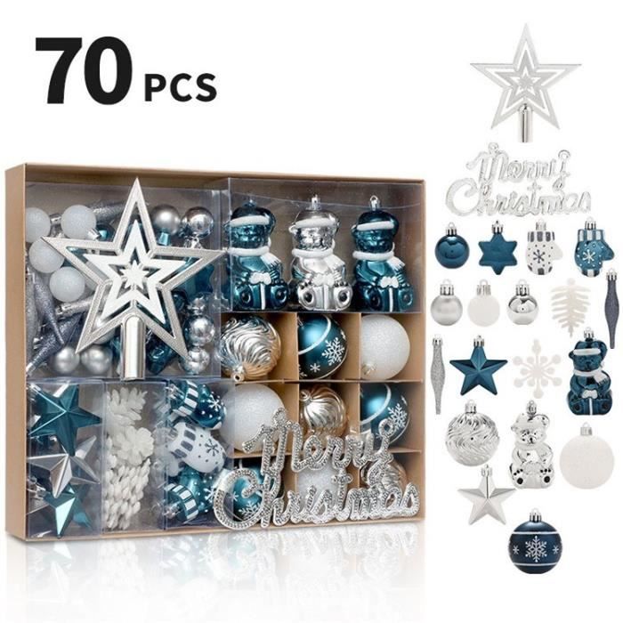 70 pièces/ensemble, Boule de noël en plastique,ornements étoiles pour arbres de noël, fête à la 