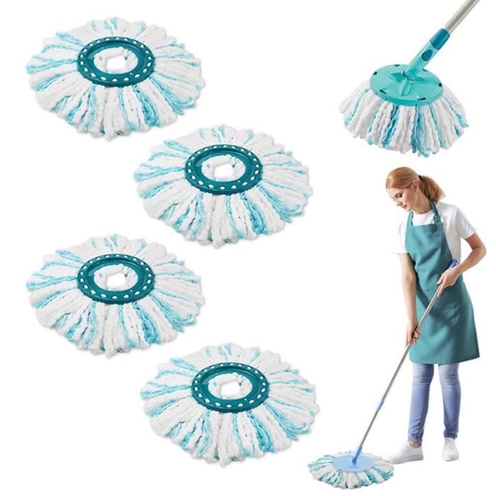 4 Pièces Têtes De Rechange Pour Leifheit Clean Twist Disc Mop - Franges Microfibres Pour Nettoyage Efficace