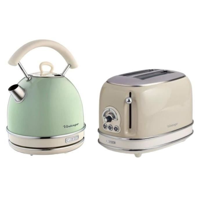 Bouilloire Ariete 2868 1L Vintage Vert - 1630W, Sans Fil, Base 360°