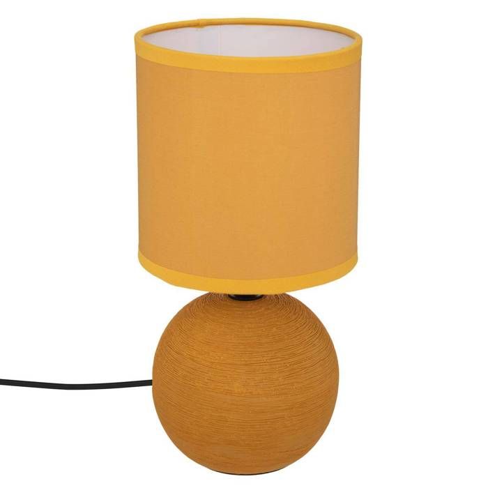 Lampe céramique Timéo jaune moutarde strié H25cm - Atmosphera Créateur dintérieur