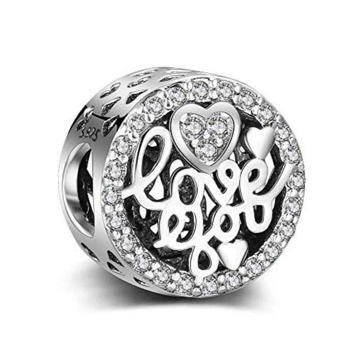 Uniqueen I Love You Perles Charms Pendentif pour Bracelets et Colliers