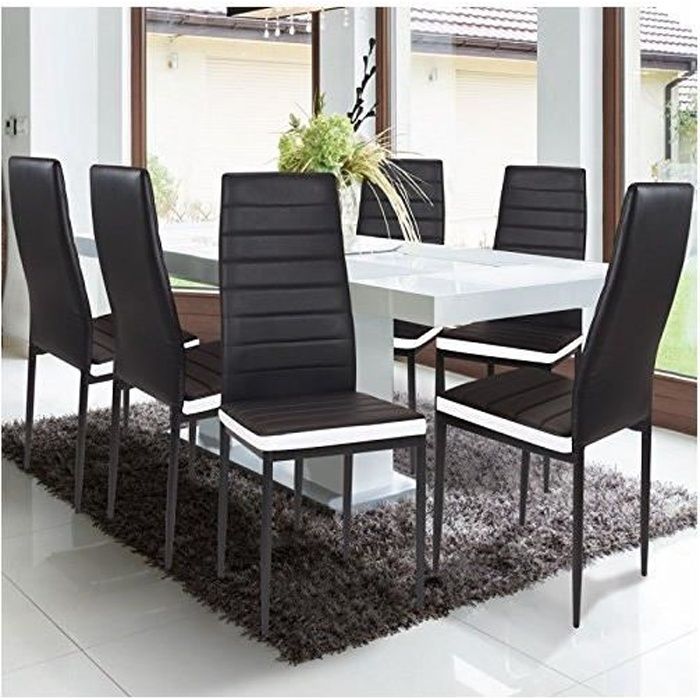 LAIZERE® LOT DE 2 CHAISE DE SALLE A MANGER NOIR ET BLANC - 40 X 39 X 98 CM