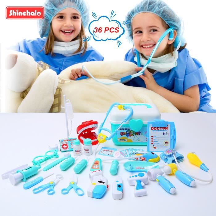 Mallette Docteur Enfant 3 Ans - Jeu De Rôle Médical - Rose - Avec Stéthoscope, Seringue, Thermomètre - Éducatif