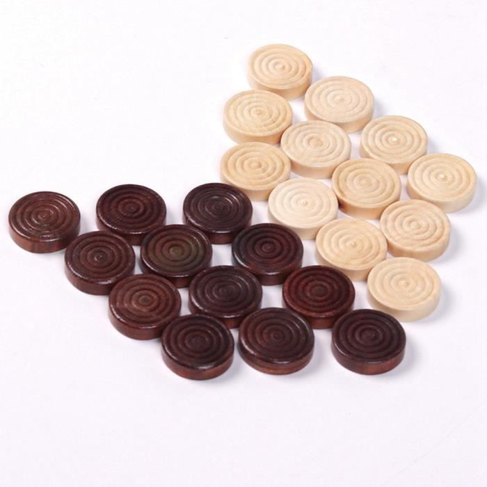 Jeu de dames en bois, 48 pièces de rechange, jetons de jeu striés