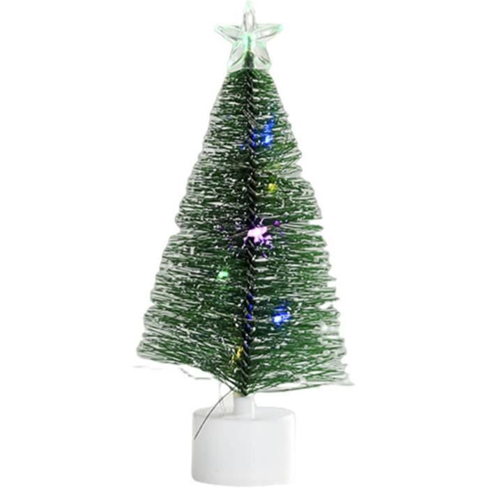 Mini Sapin De Noël Led Lumineux Avec Base En Plastique, Simulation De Lumière Colorée, Aiguille