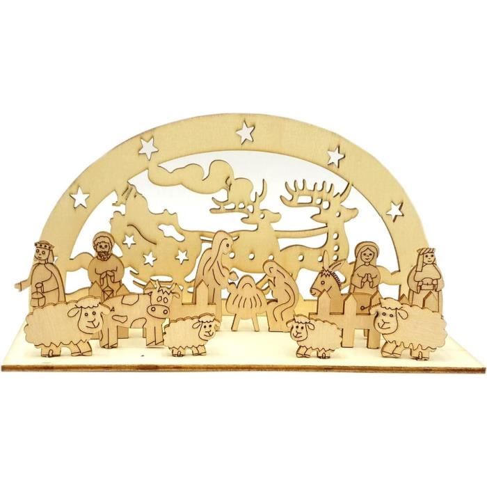 Décoration De Crèche 15 Pièces En Bois À Colorier (Crèche En Bois C