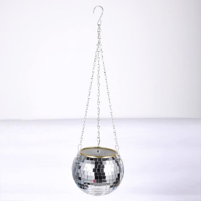 Pot De Fleurs Suspendu En Forme De Boule Miroir Disco - Décoration Murale Pour Intérieur Et Extérieur - En Plastique Avec Miroirs Appliqués à La Main
