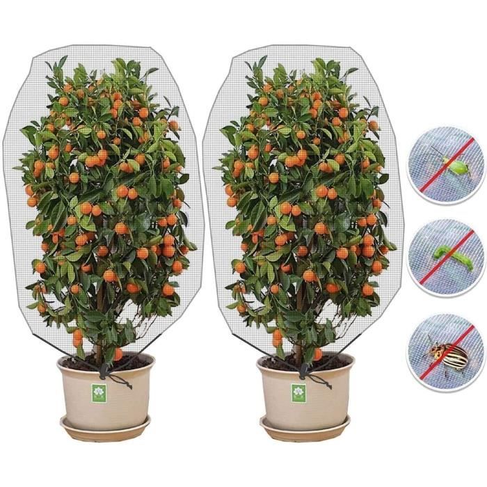 Filet De Protection Pour Plantes - Lot De 2, Maille Fine 1,2 Mm, Avec Cordon De Serrage, Contre Insectes Et Oiseaux, 0,7 X 1 M