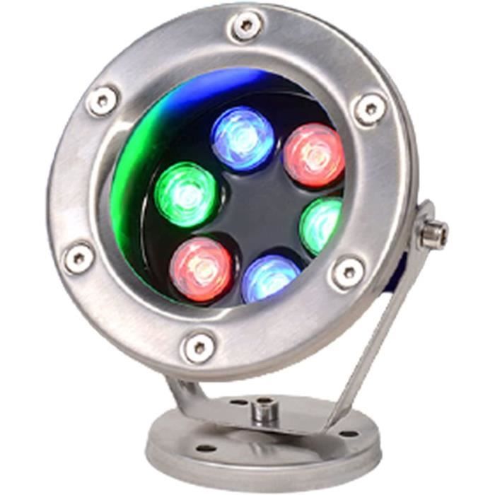 Projecteur Submersible LED étanche IP68 - Acier Inoxydable - 3W Blanc Chaud - Pour Fontaine, Bassin, Piscine - Dimensions Ø82 Mm, Hauteur 120 Mm
