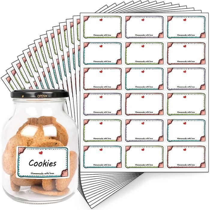 NUOM Lot de 540 étiquettes autocollantes pour bocaux de confiture