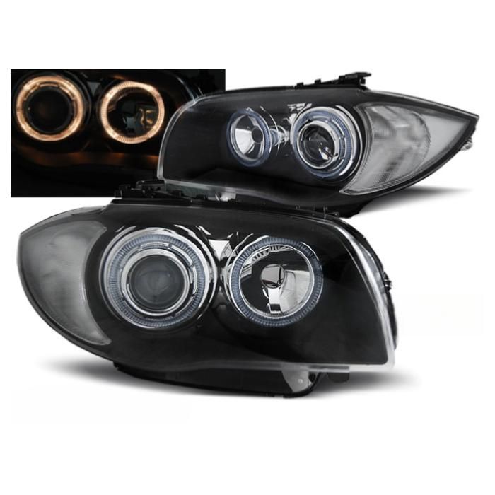 Paire de feux phares BMW serie 1 E81/E87 de 2004 a 2011 Angel eyes noir-27361116
