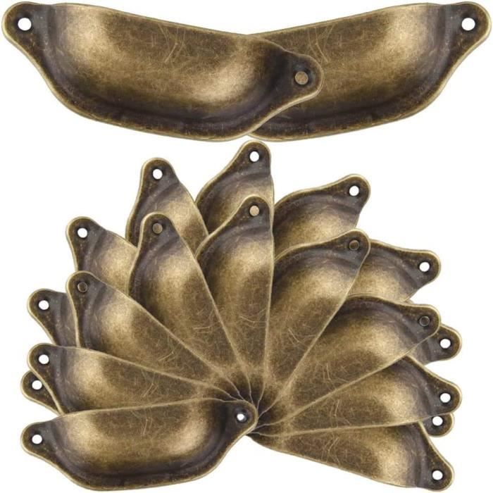 Poignée,20 Poignée de Coquille Vintage pour Tiroir Armoire Meuble Cuisine,Fer Incurvé Bouton de Porte de Placard Retro,Bronze
