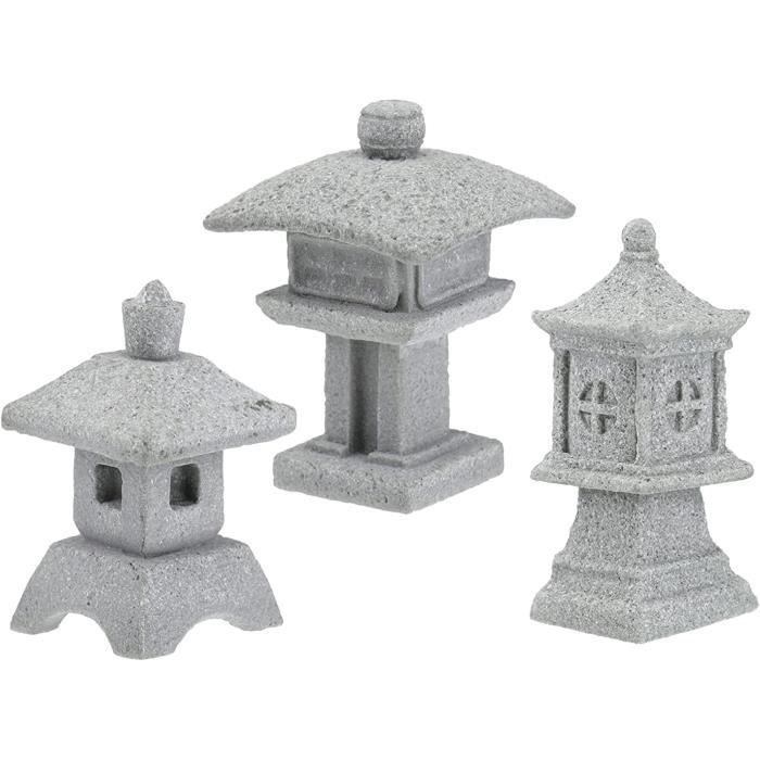 3Pcs Chinese Pagoda Statue Miniature Pagoda Bonsai Decor Sandstone
