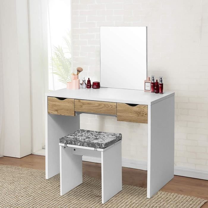 Miroir de Tabouret avec Miroir et tiroirs et Table de Coiffeuse avec Table de Maquillage