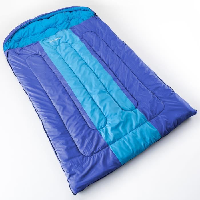Hewolf Sac de Couchage Double Grand Sac de Couchage de Camping en Coton pour 2 Personnes Adulte 3-4 Saisons Sacs de Couchage Rectangulaires avec Imperm/éable Sac de Compression 220 x 145 cm