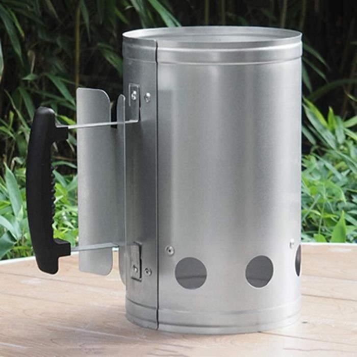 Leapiture Cheminée à Charbon/Bois - Démarreur De Feu Pour Barbecue, Poêle à Charbon, Avec Poignée En Bois - Ustensile De Cuisson Extérieur