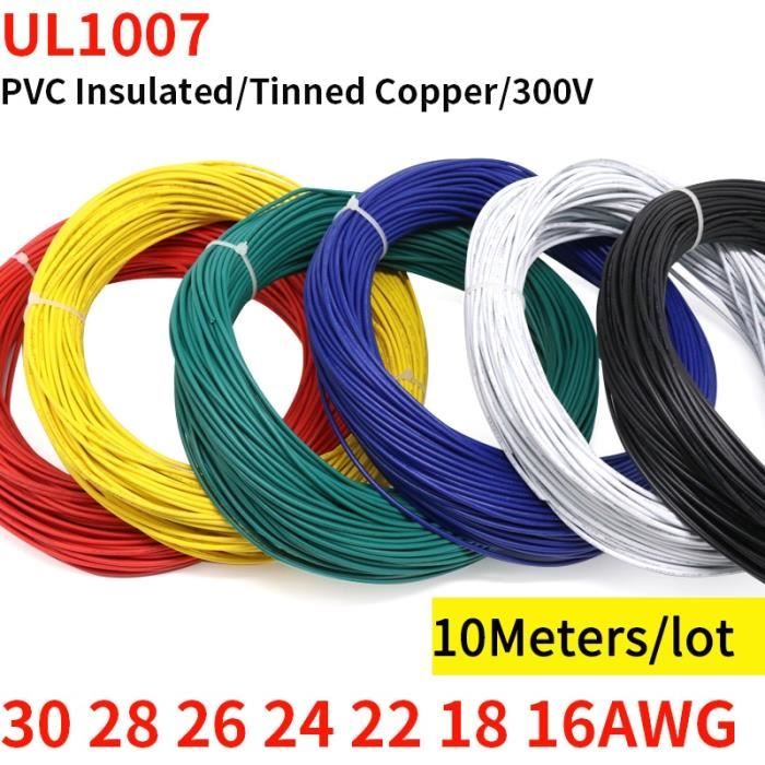 Lot de 10 câbles électriques unipolaires AWG 24 15 cm électroniques cuivre étamé fil électrique vert 