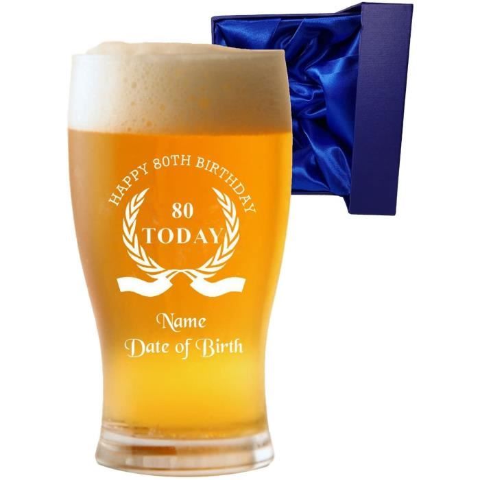 Grave Personnalise Jusqu A Caracteres 1 Pinte Tulipe Biere Verre Avec Joyeux 80th Anniversaire Guirlande Design Et Luxe Achat Vente Biere Grave Personnalise Cdiscount
