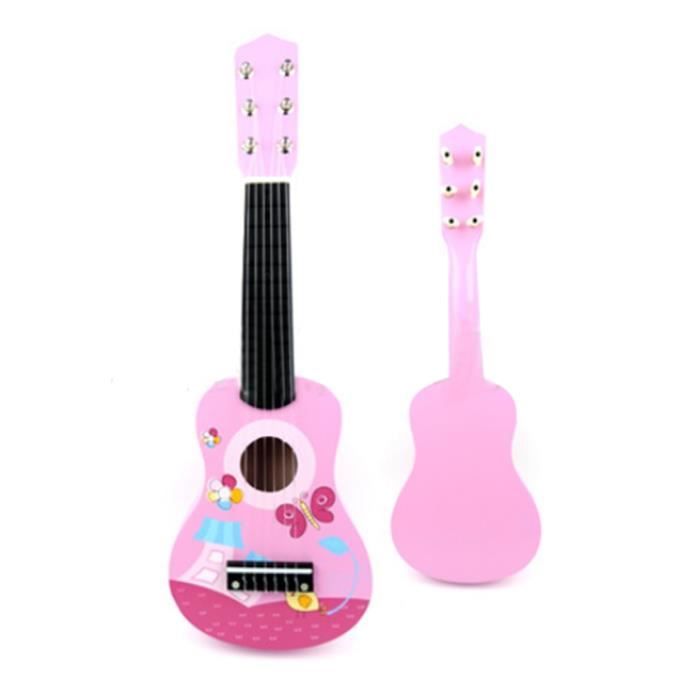 Instrument De Musique Enfant Haute Qualite 21 Pouces Dessin Anime Mignon 6 Cordes Mini Guitare En Bois Enfants Ukulele Type 1 Cdiscount Instruments De Musique