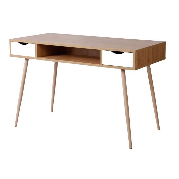 Esituro Table D Ordinateur Table De Bureau En Bois Avec 2 Tiroirs Design Scandinave Scd0017 Chene Achat Vente Bibliotheque Esituro Table D Ordinateur Tab Cdiscount