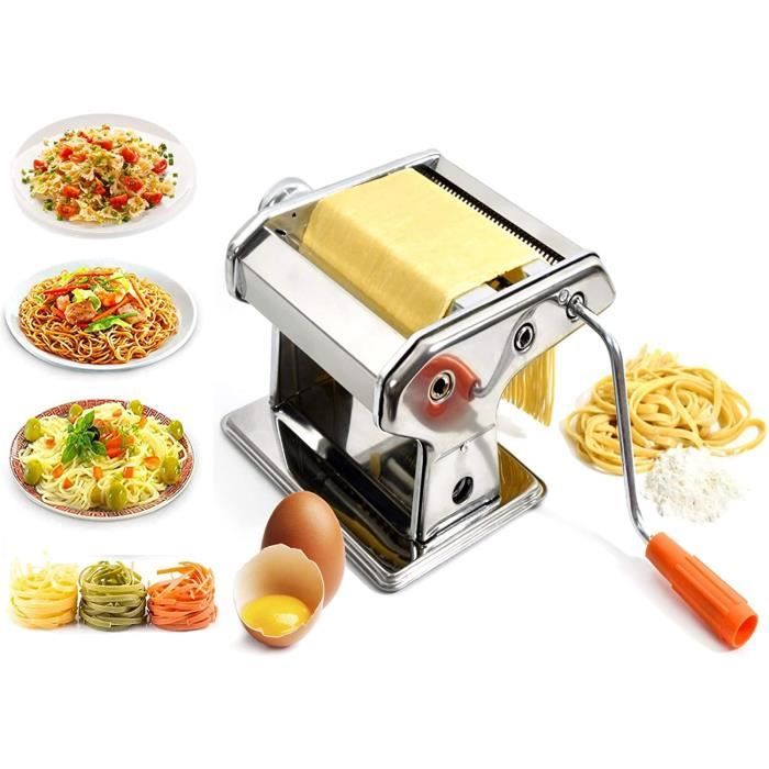 Machine à Pâtes Manuelle Ghazpmuk - 6 Épaisseurs Réglables + 2 Cutters | Acier Inoxydable