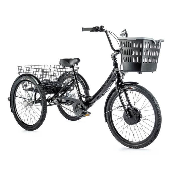 Tricycle électrique - Leader Fox Lovelo 2023 Bafang - Noir - Moteur roue avant - Panier avant et arrière