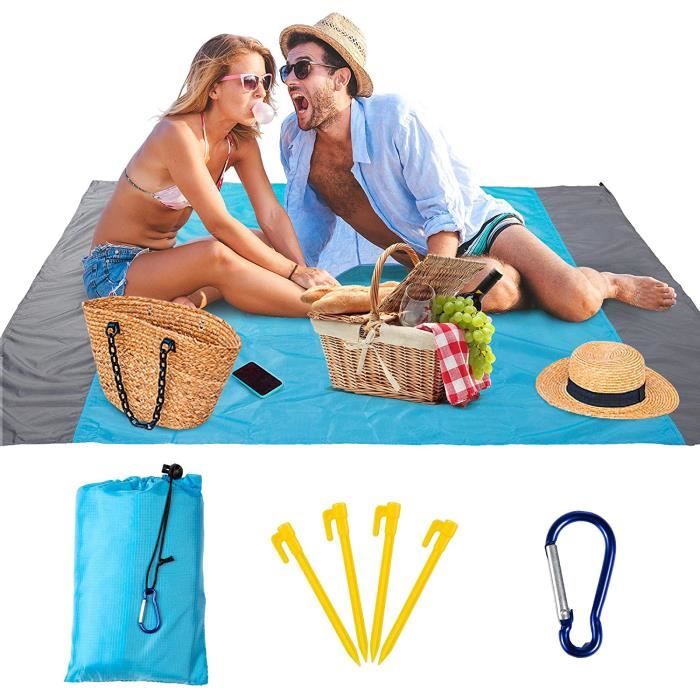Couverture De Pique-nique Imperméable LEDEAK 150x200cm - Tapis Plage Anti-Sable Pliable Avec Poignée (Jaune)