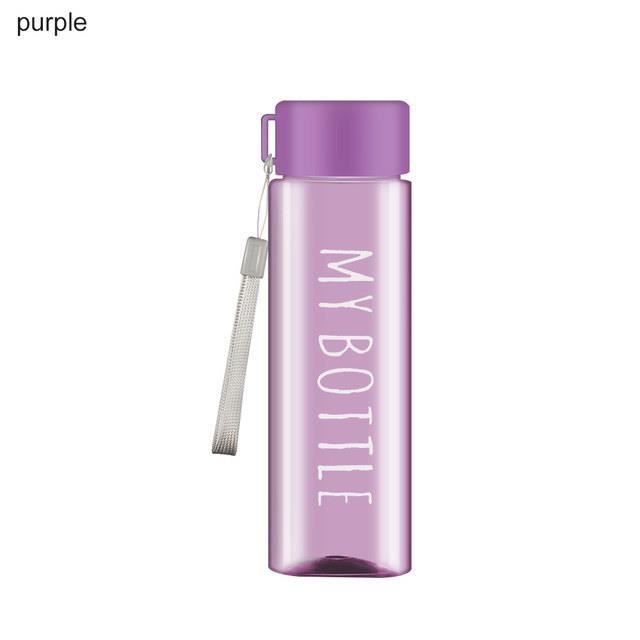 Gourde,Bouteille d'eau transparente carrée, en plastique, pour jus froid,  lait, Sport, avec corde Portable- Rround purple-401-500ml - Cdiscount Sport