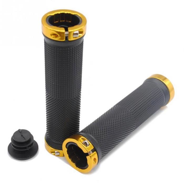 Dioche Guidon verrouillable Double verrouillage TPR Antidérapant Cyclisme Route VTT Vélo Guidon Manches Poignées (Jaune)