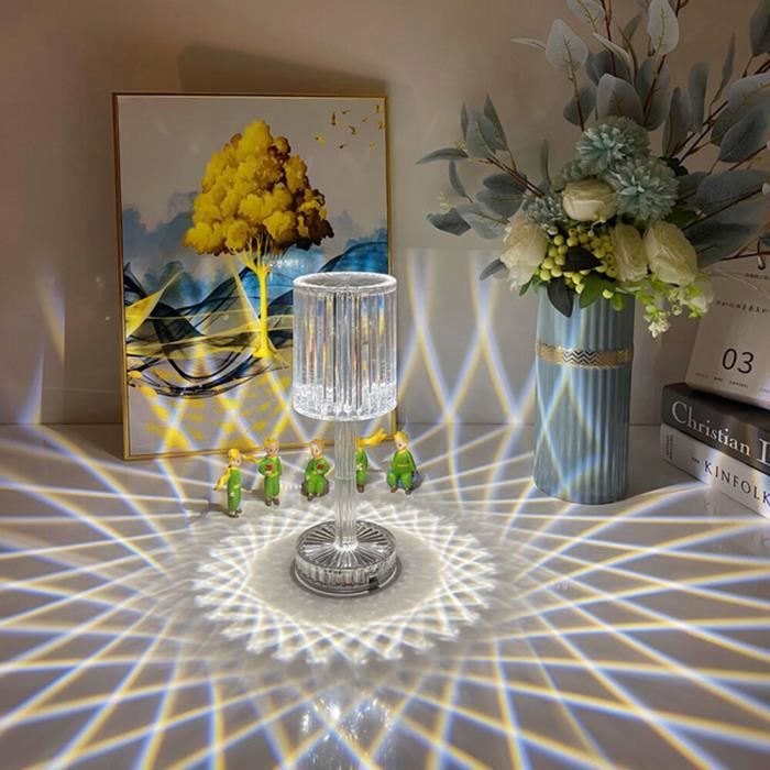 ZWOOS Lape de table en cristal - Lape de table diaant LED avec 16