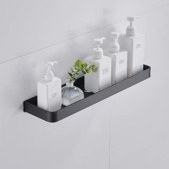 Étagère murale - A-50cm - Aluminium noir - Salle de bain - Contemporain - Accessoires