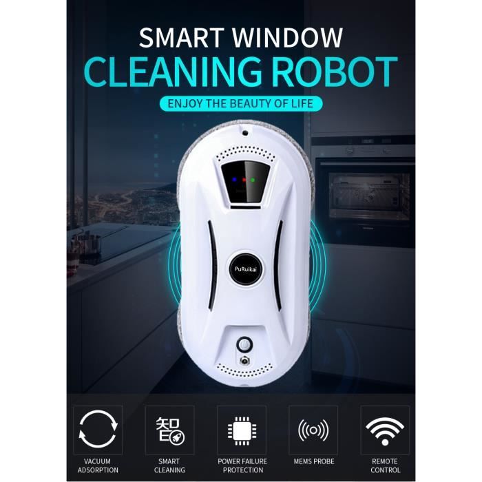 BAZARLAND30.Robot aspirateur ultra fin pour le nettoyage des vitres de la maison, nettoyeur de vitres électrique avec télécommande.