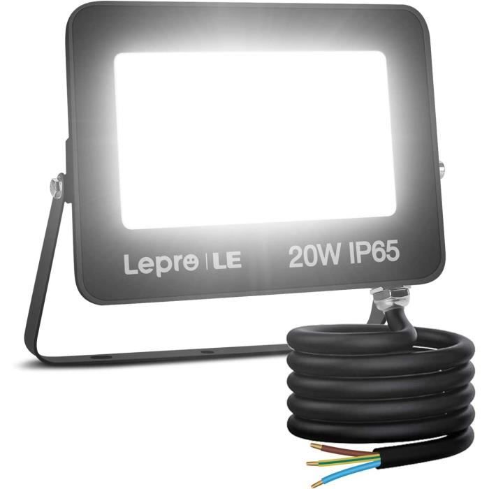 2 Projecteurs LED Lepro 20W 1700LM - IP65 Étanche - 5000K Blanc Froid - Jardin Garage