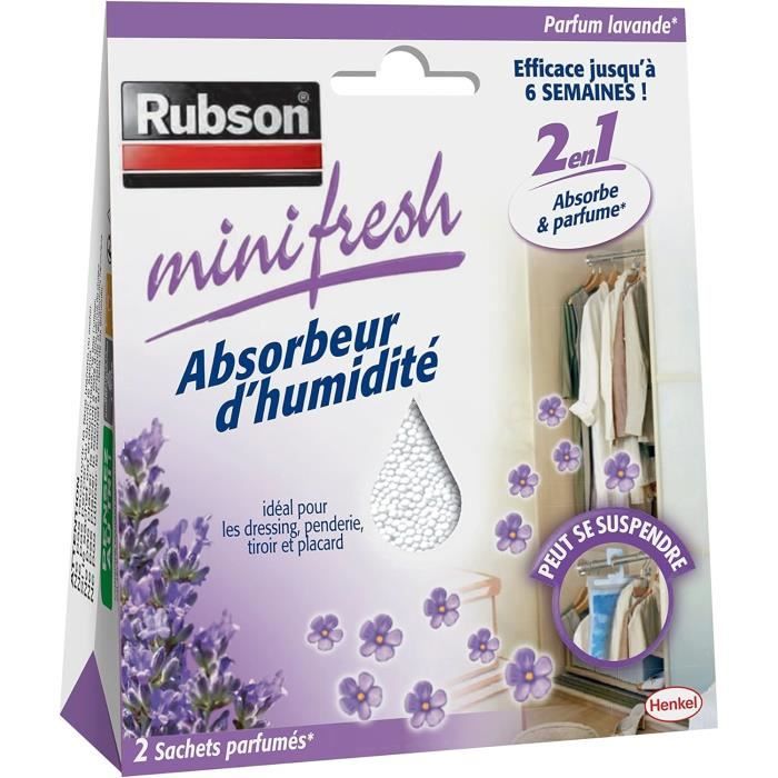 Rubson Recharge Absorbeur Humidité Lavande - 2 X 300g, Anti-Moisissure & Odeurs
