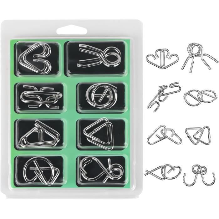8 Casse-Tête Métalliques – Set De Puzzles Métal Pour Adulte Et Enfant – Jeux De Réflexion, Éducatif, Cadeau Idéal Pour Noël Et Anniversaire