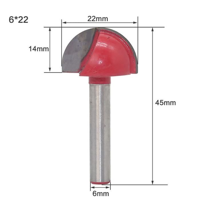 Fraise à Bois à Fond Rond Tige 6mm - Carbure Massif, Pour CNC Ou Travail Manuel, Diamètres 20-32mm