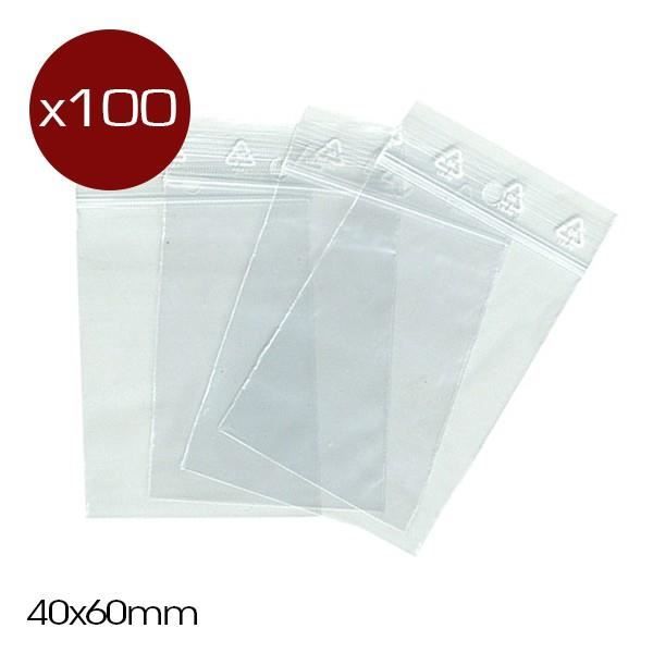 Boîte de 100 sachets zip 50µ 40x60mm