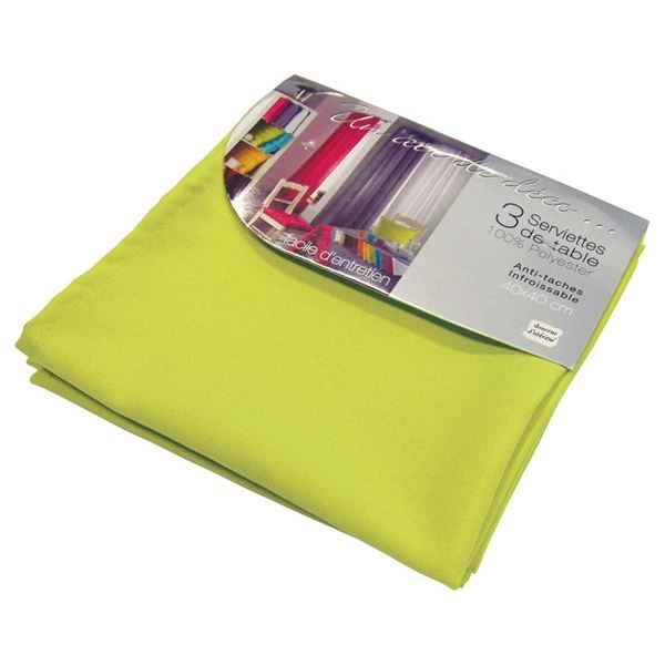 Serviettes De Table Carrées 50x50cm - Pur Coton - Lot De 3 - Coloris Jaune - Lingorama