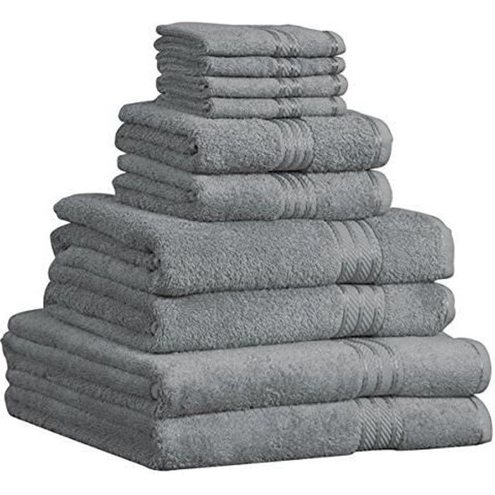 BETZ Lot de 6 Serviettes Set de 2 draps de Bain 4 Serviettes de Toilette 100/% Coton Premium Couleur Gris Anthracite Gris argent/é