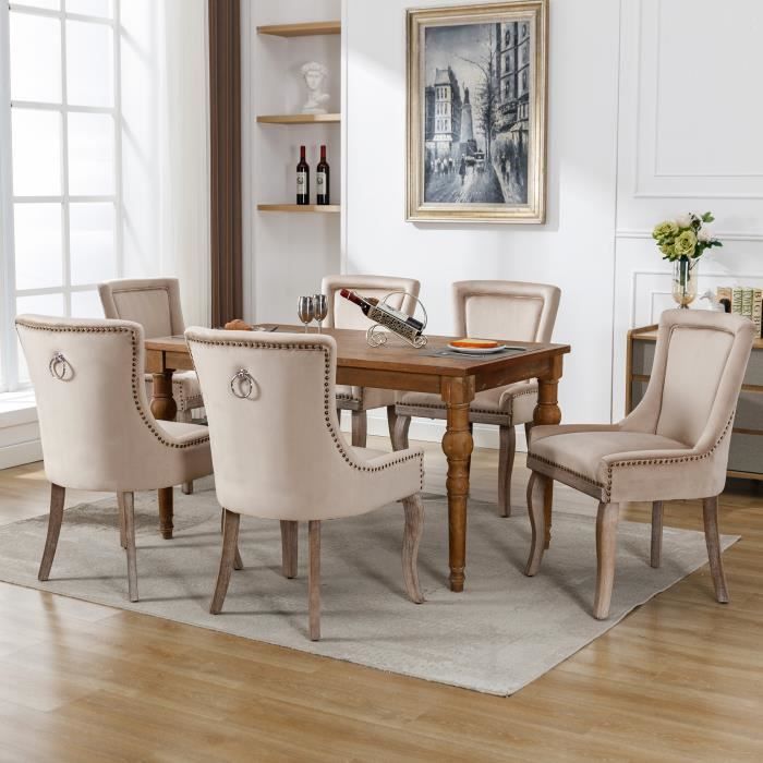 Chaise De Salle à Manger (chaise De Cuisine Avec Heurtoir Unique Au Dossier, 6 Pièces), Pieds En